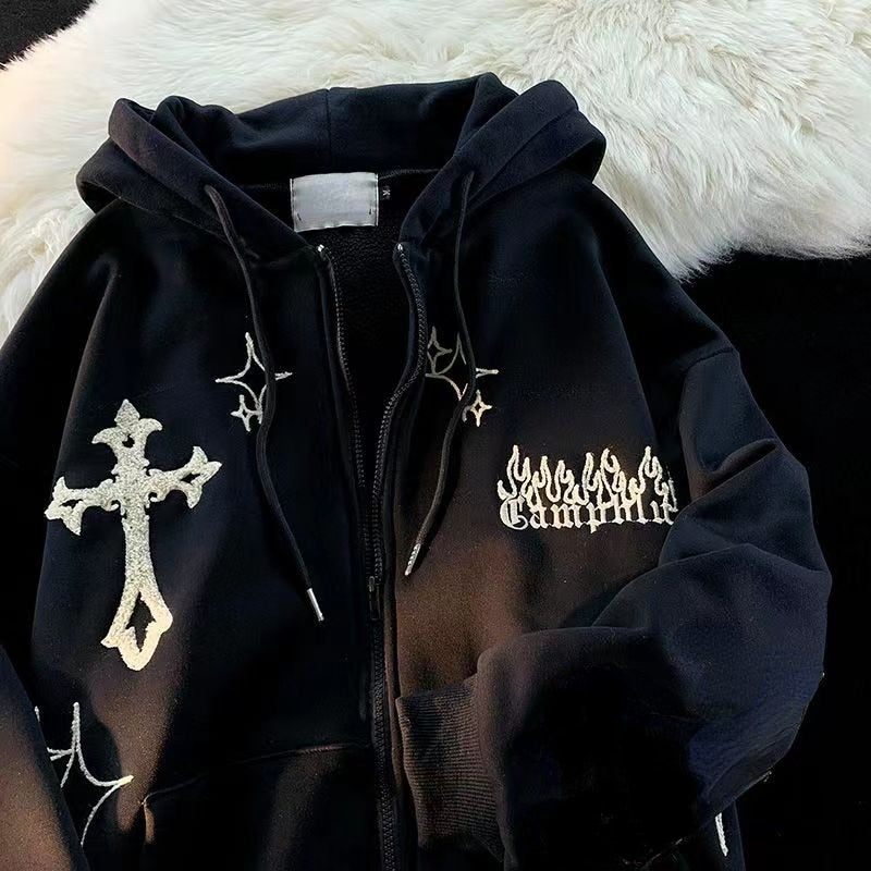 Hoopie with Gothic style zipper