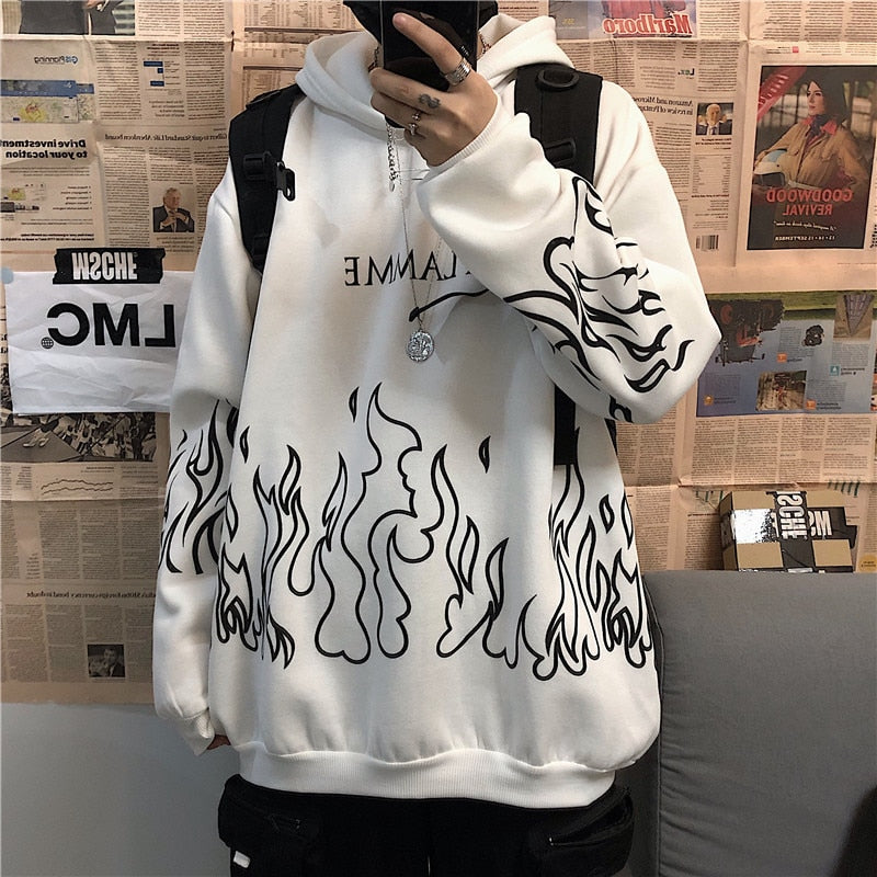 Oversized men's flaming sweatshirt